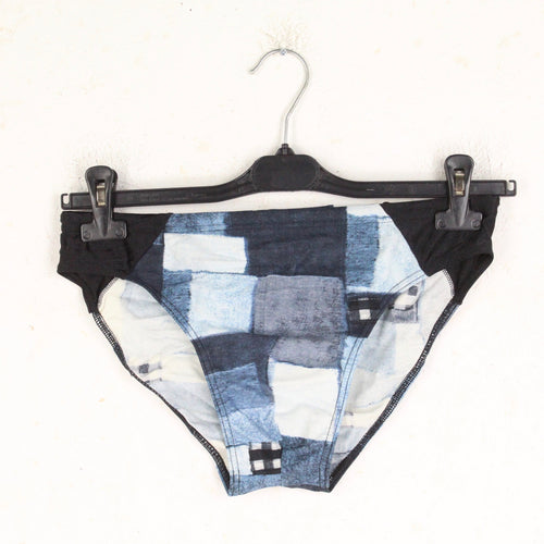 Vintage Badehose Gr. L blau weiß Crazy Pattern 80s 90s Swimwear