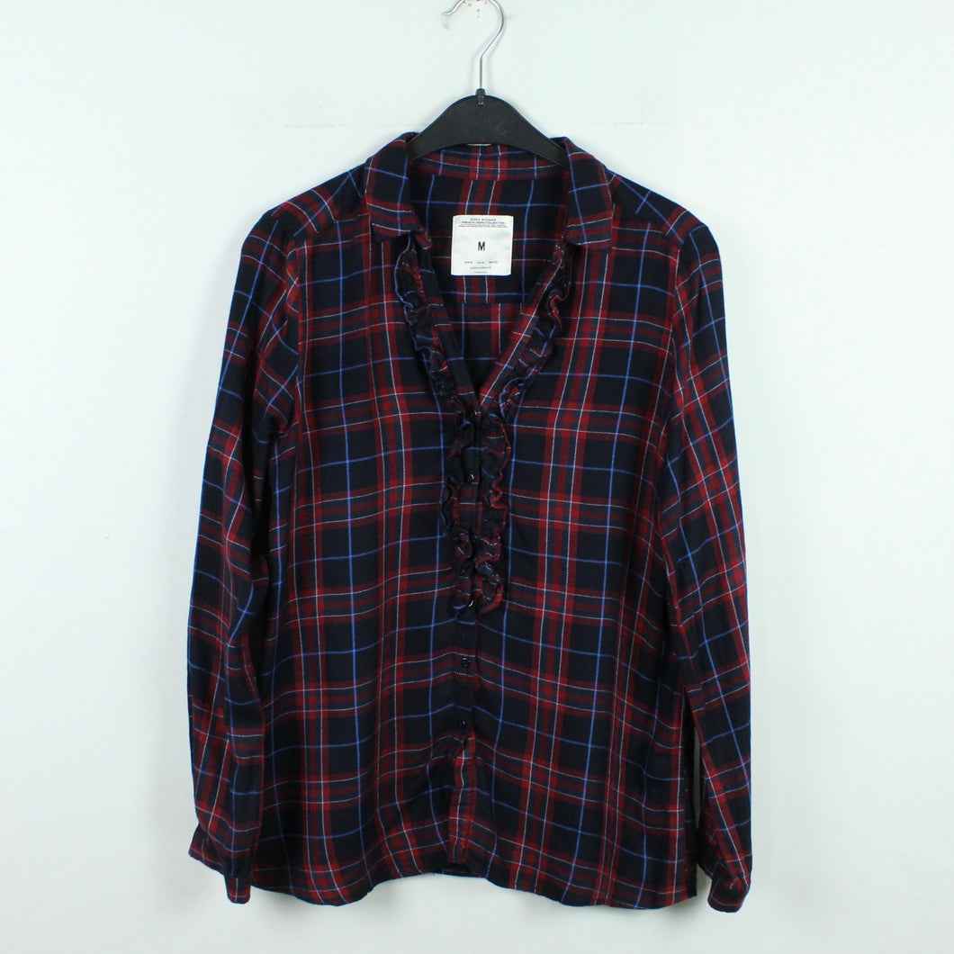 Second Hand ZARA Bluse Gr. M schwarz mehrfarbig kariert (*)