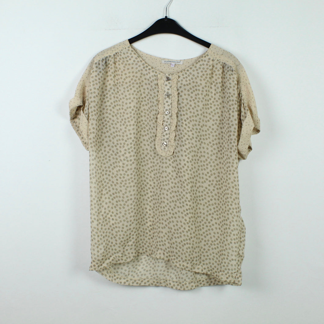 Second Hand LA PETITE FRANÇAISE Bluse Gr. M/L beige gepunktet (*)