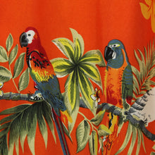 Laden Sie das Bild in den Galerie-Viewer, Vintage Hawaii Hemd Gr. L rot gelb mehrfarbig Papagei Kurzarm