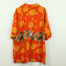 Laden Sie das Bild in den Galerie-Viewer, Vintage Hawaii Hemd Gr. L rot gelb mehrfarbig Papagei Kurzarm
