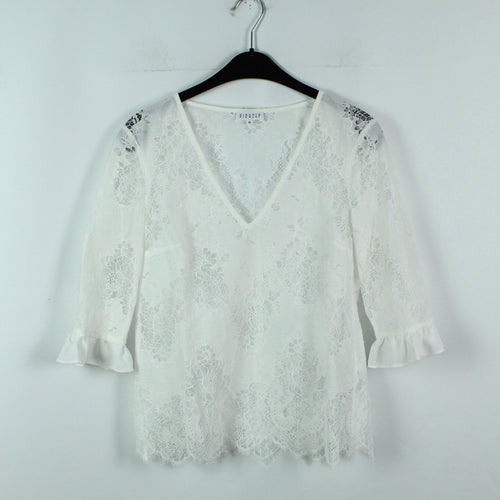 Second Hand CLAUDIE PIERLOT Spitzenbluse Gr. 36 weiß Spitze Bluse (*)
