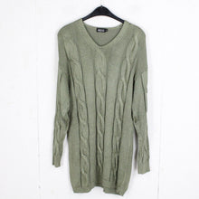 Laden Sie das Bild in den Galerie-Viewer, Vintage Pullover Female Gr. L khaki Zopfmuster Strick